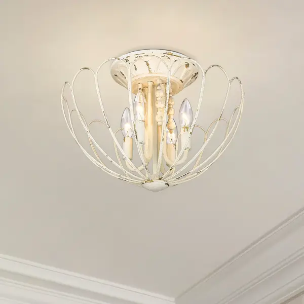 Marguerite Four Light Semi-Flush Mount in Vintage Parisian White - Image 6
