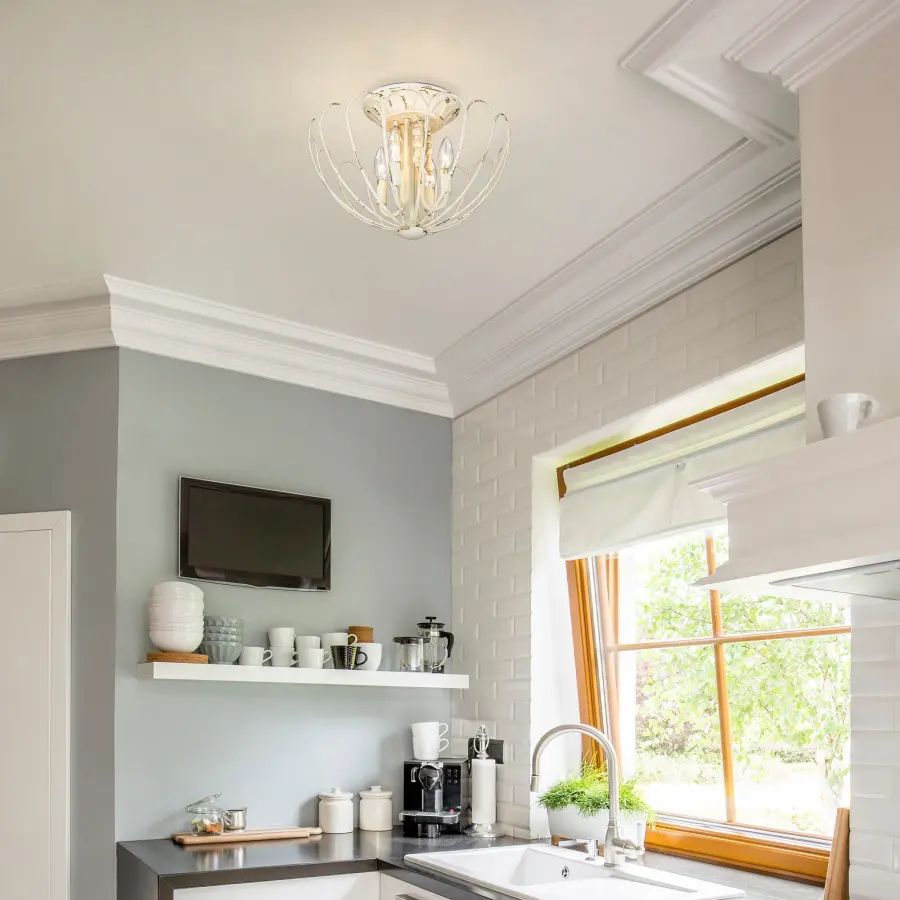 Marguerite Four Light Semi-Flush Mount in Vintage Parisian White - Image 7