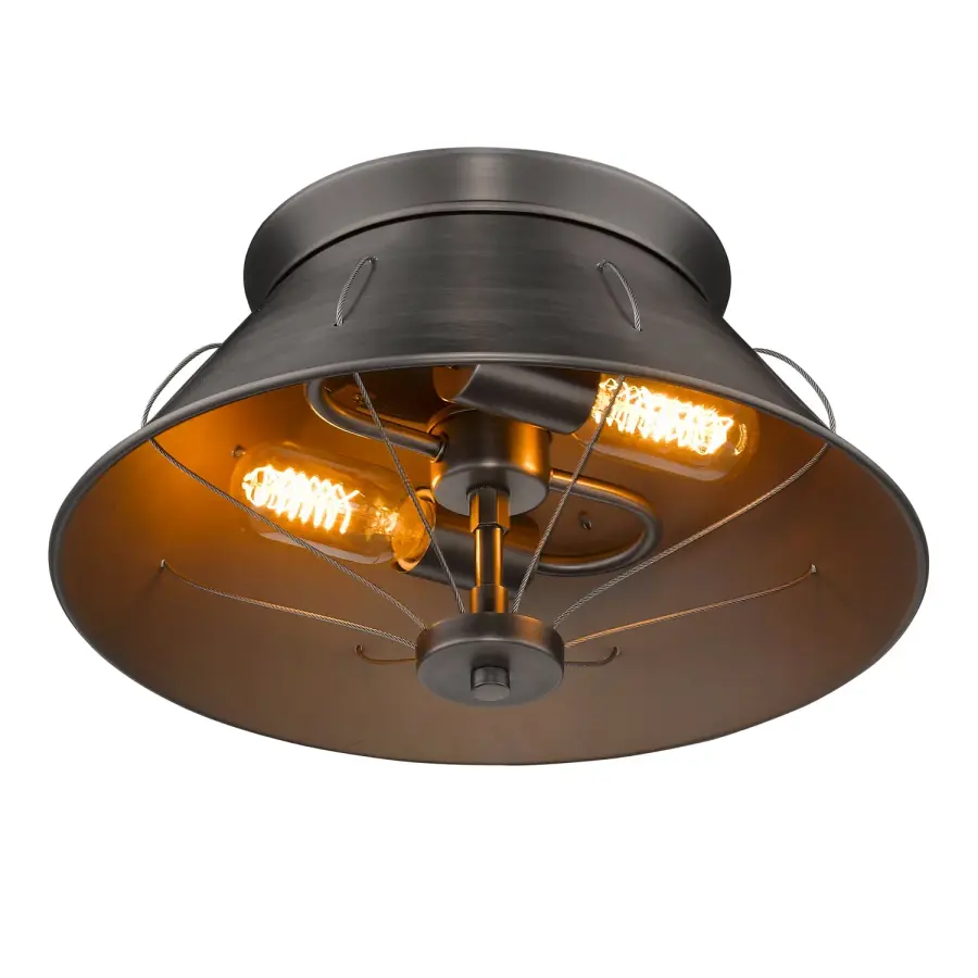 Golden Lighting Whitaker 2-Light Flush Mount in Aged Steel - Image 3