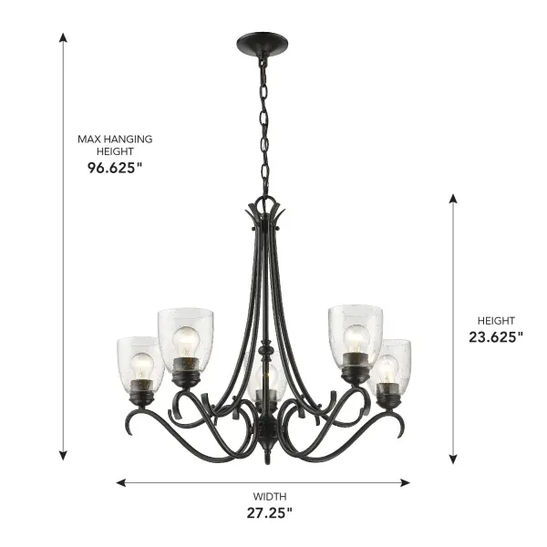 Parrish 5-Light Chandelier in Matte Black - Image 4