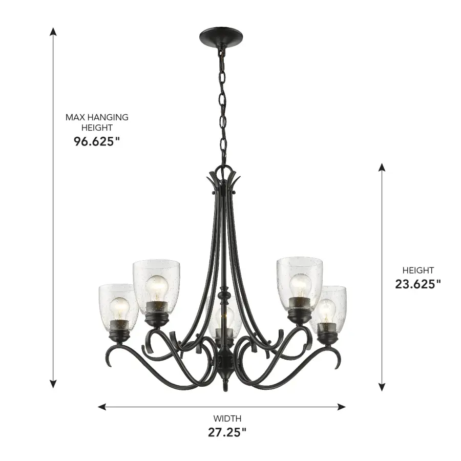 Parrish 5-Light Chandelier in Matte Black - Image 4
