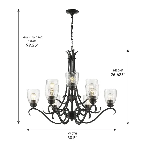 Golden Lighting Parrish 9-Light Chandelier in Matte Black - Image 4