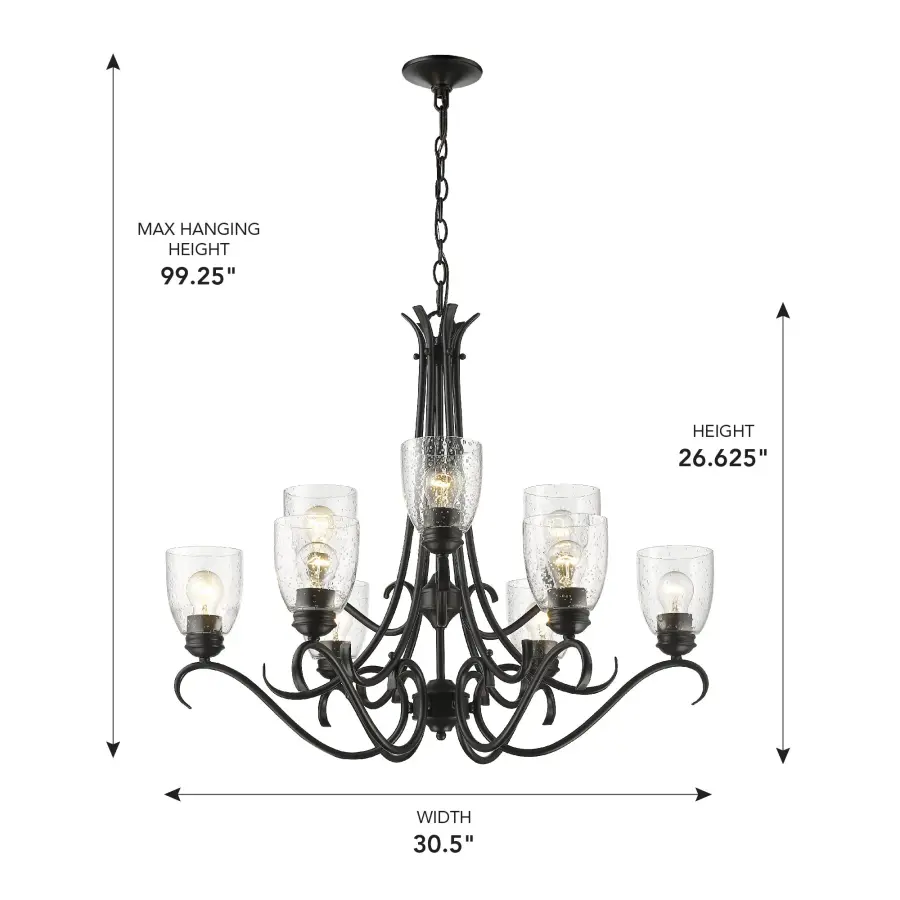 Golden Lighting Parrish 9-Light Chandelier in Matte Black - Image 4