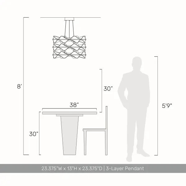 Vetrina Integrated LED 3-Tier Pendant in Light Gold - Image 8