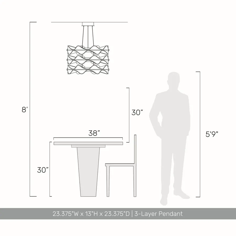 Vetrina Integrated LED 3-Tier Pendant in Light Gold - Image 8