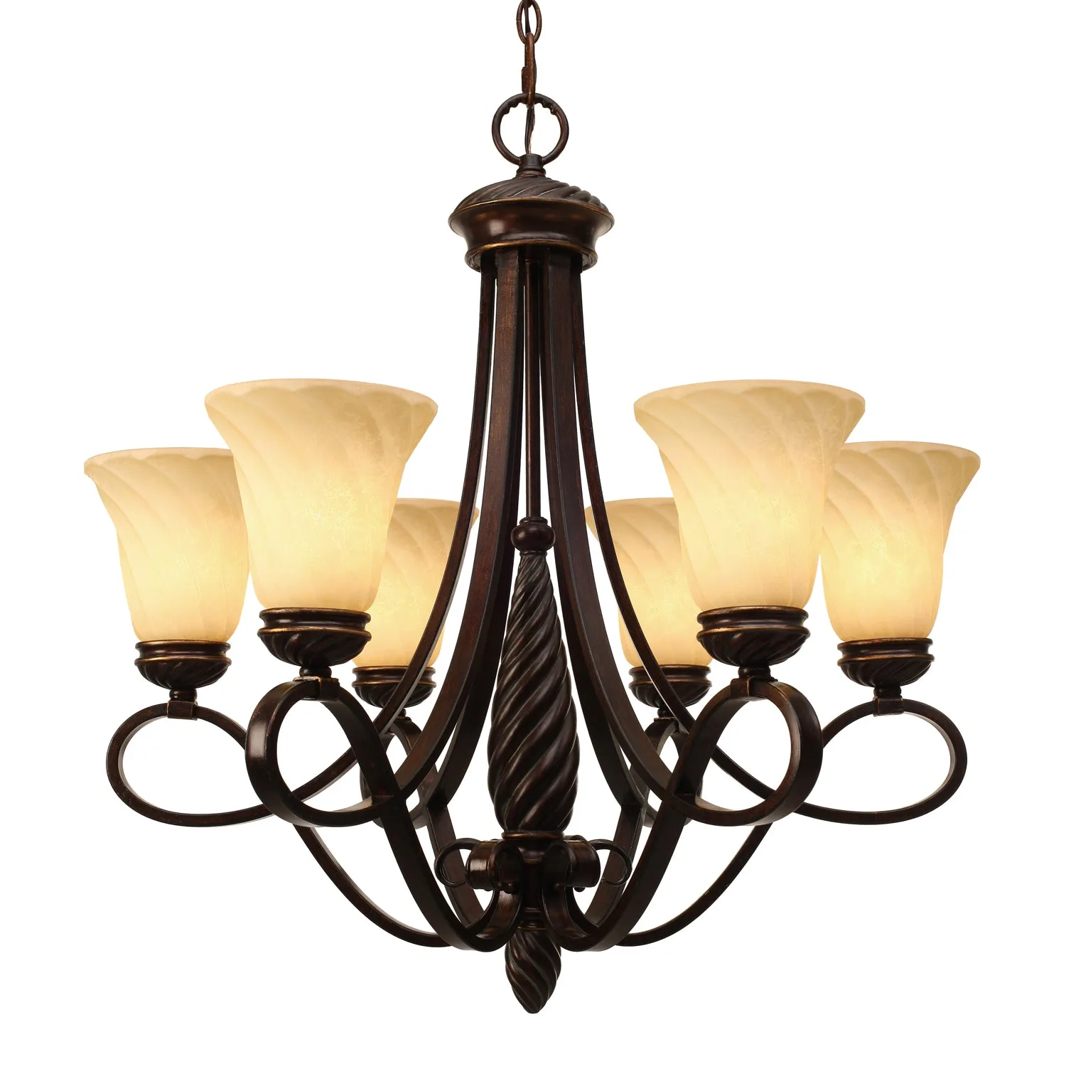 Torbellino Six Light Chandelier in Cordoban Bronze
