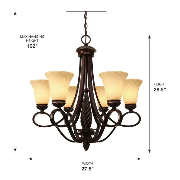 Torbellino 6-Light Chandelier in Cordoban Bronze - Image 6