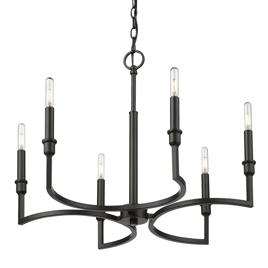 Golden Lighting Ellyn 6-Light Chandelier in Matte Black - Image 3