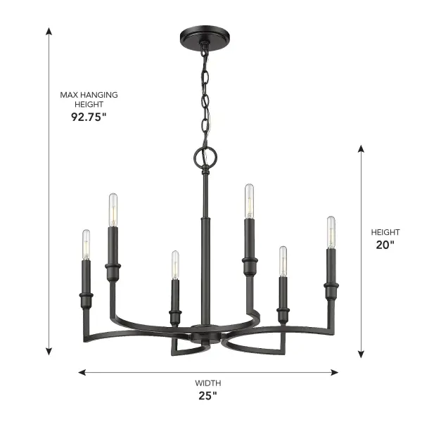 Golden Lighting Ellyn 6-Light Chandelier in Matte Black - Image 5