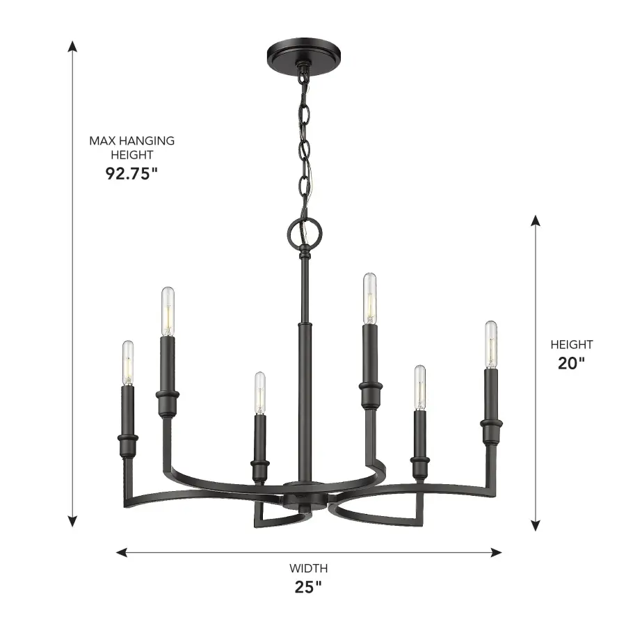 Golden Lighting Ellyn 6-Light Chandelier in Matte Black - Image 5