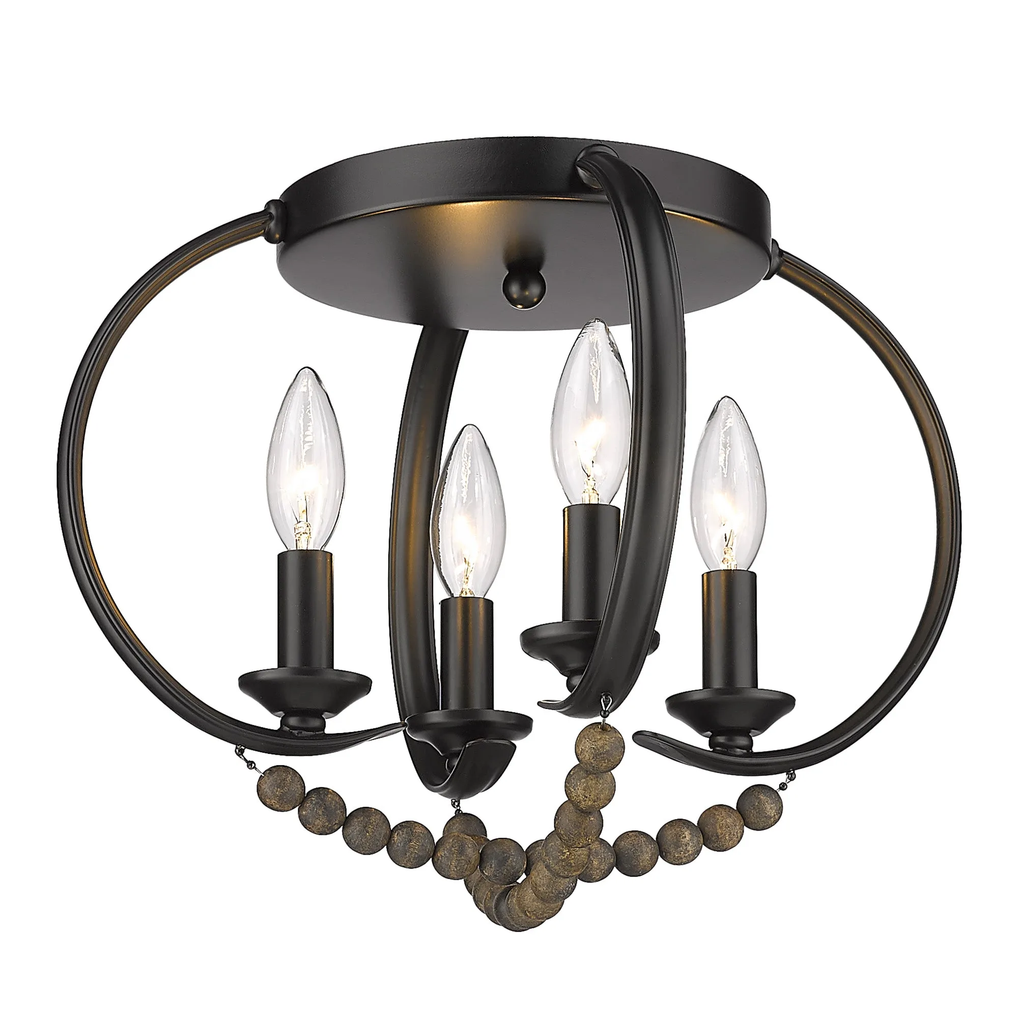 Golden Lighting Flori 4-Light Flush Mount in Matte Black