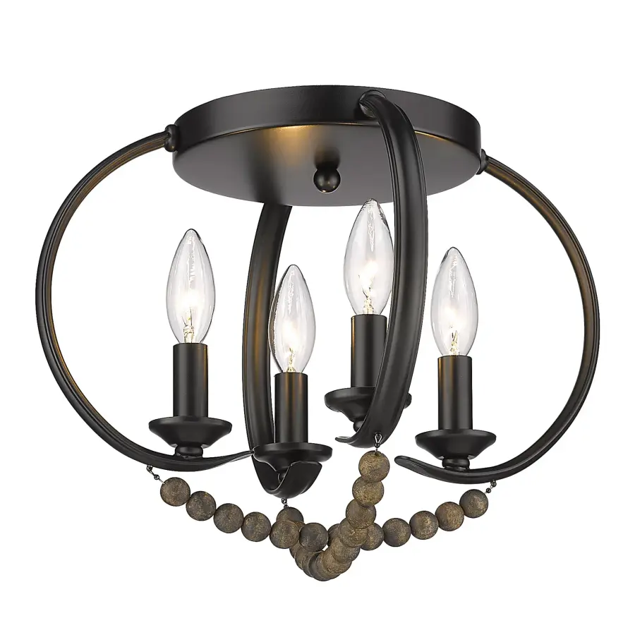 Golden Lighting Flori 4-Light Flush Mount in Matte Black - Image 1