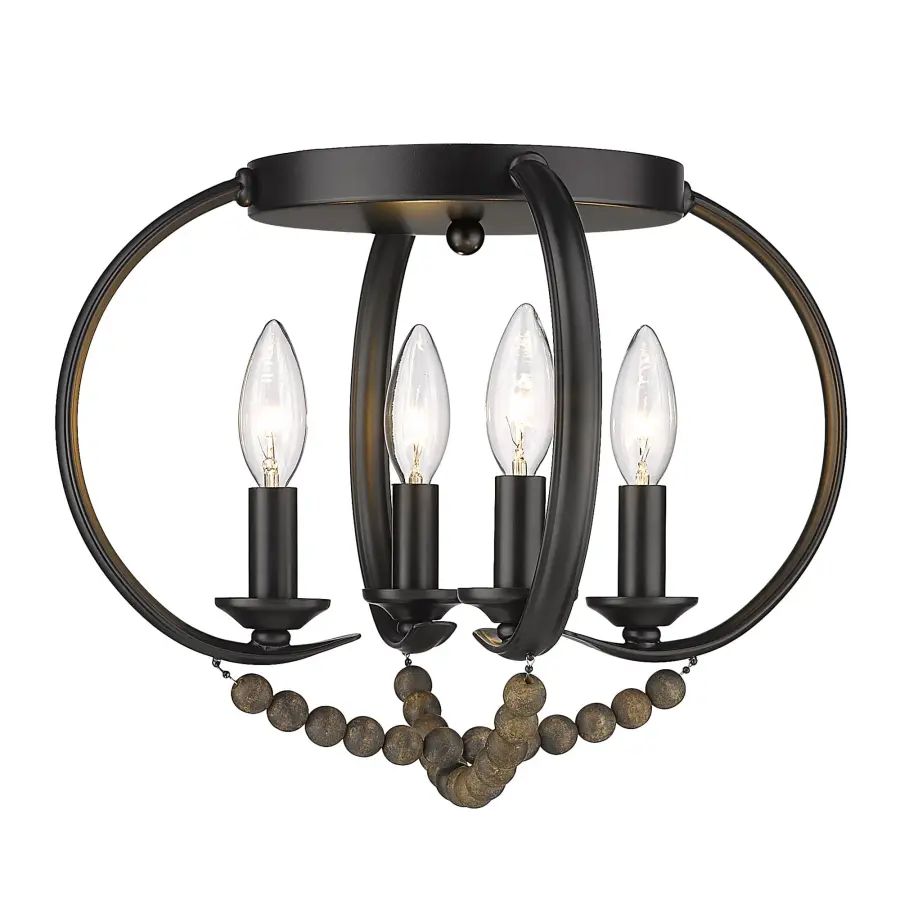 Golden Lighting Flori 4-Light Flush Mount in Matte Black - Image 3