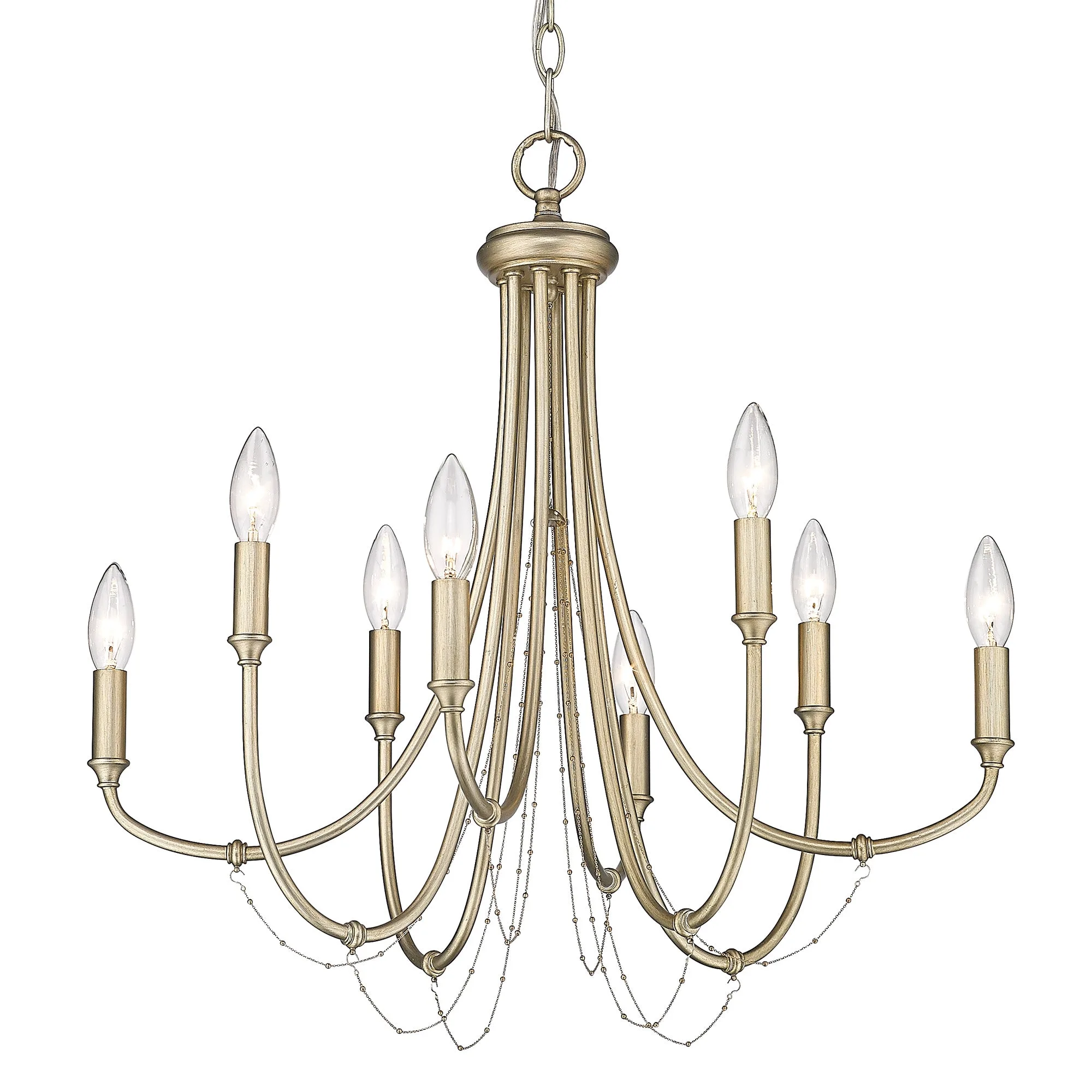 Kamila Eight Light Chandelier in White Gold
