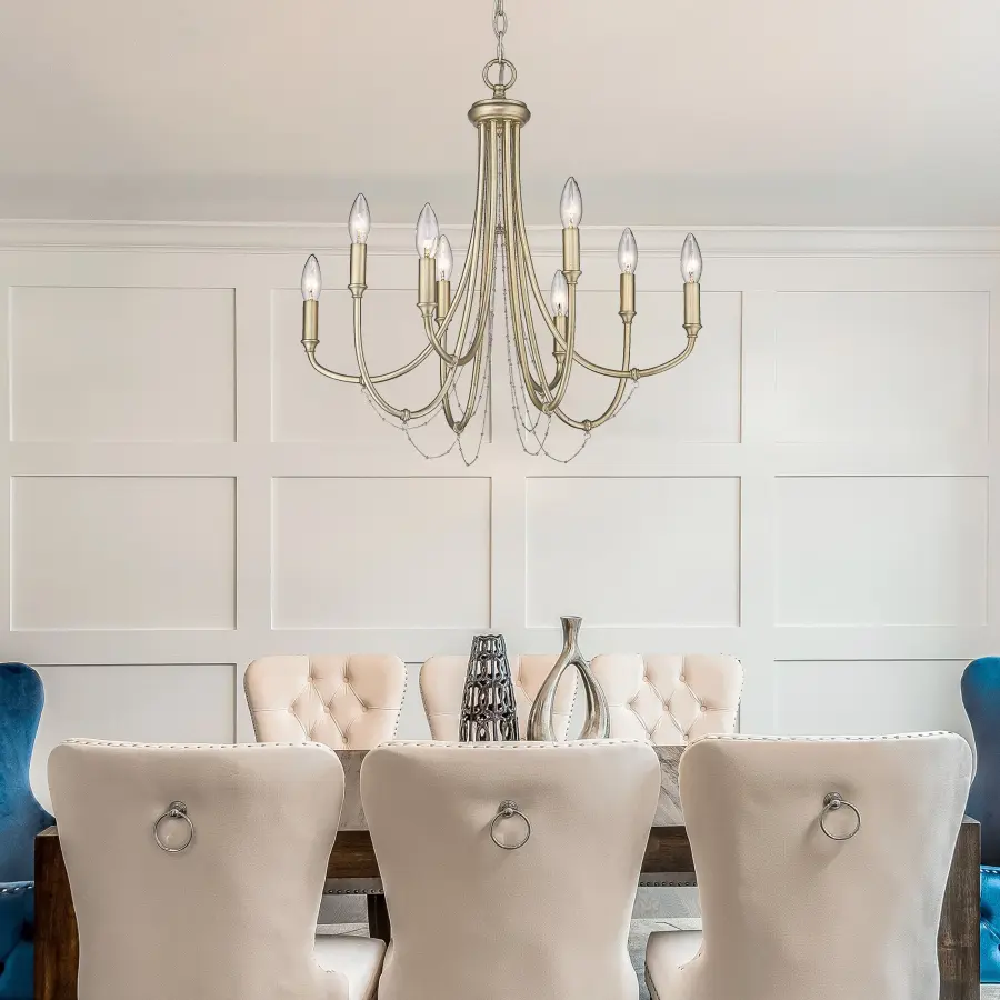 Kamila Eight Light Chandelier in White Gold - Image 5