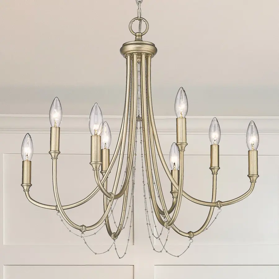 Kamila Eight Light Chandelier in White Gold - Image 6