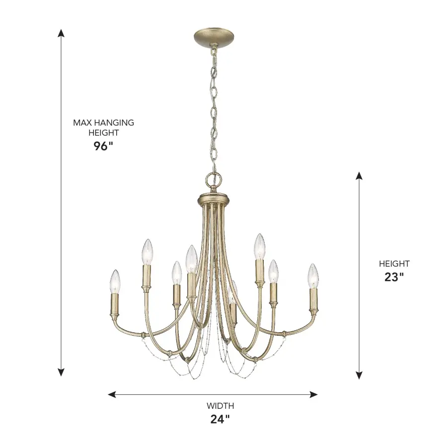 Kamila Eight Light Chandelier in White Gold - Image 7