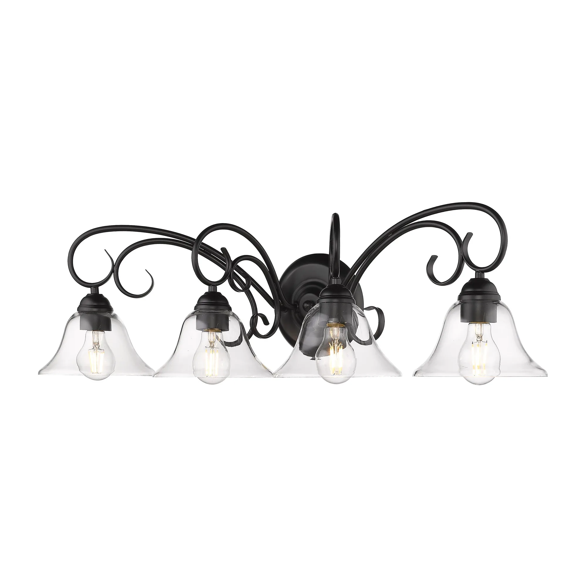 Homestead 4-light Vanity in Matte Black and Clear Glass