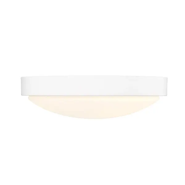 The Gabi flush mount delivers soft, glare-free illumination through its opal glass shade with integrated LED efficiency. Its minimalist matte white finish and compact 10-inch profile make it ideal for bathrooms, hallways, and closets. - alternate view