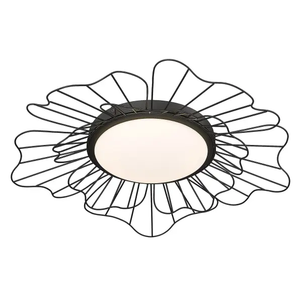 The Yasmin flush mount combines organic elegance with practical LED efficiency. Its 24-inch floral-inspired design in natural black with opal glass creates soft, even illumination perfect for low-ceiling spaces.