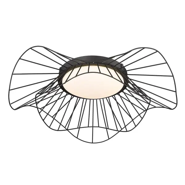 The Elena flush mount delivers sophisticated style with integrated LED technology, perfect for spaces with low ceilings. Its opal glass shade provides soft, even illumination while the natural black finish adds organic warmth.