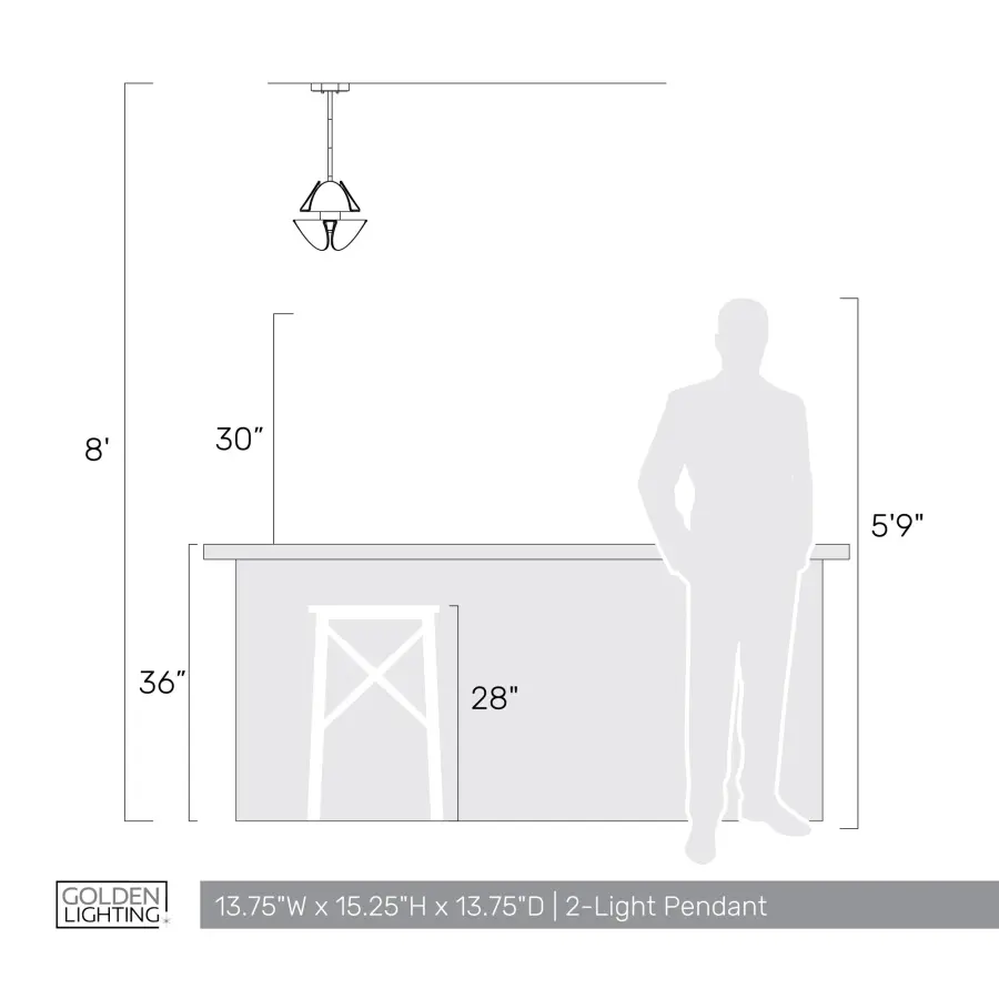 Golden Lighting Glacier Integrated LED Pendant in Polished Nickel - Image 6