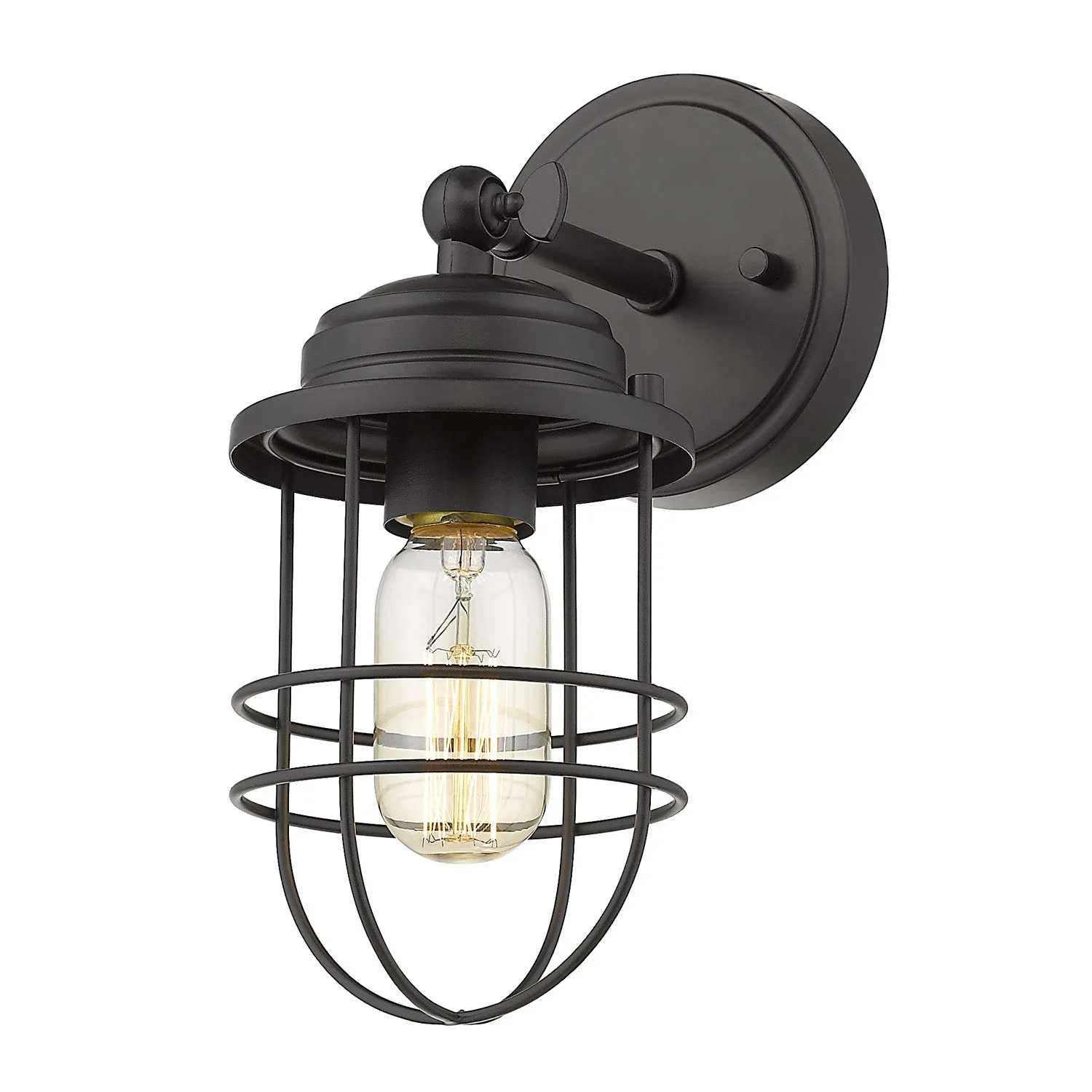 Golden Lighting Seaport 1-Light Wall Sconce in Matte Black