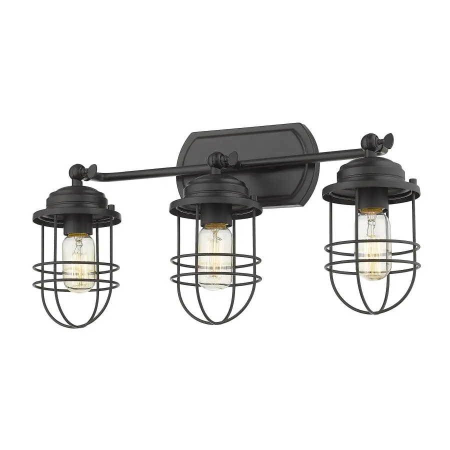 Golden Lighting Seaport 3-Light Vanity in Matte Black - Image 1