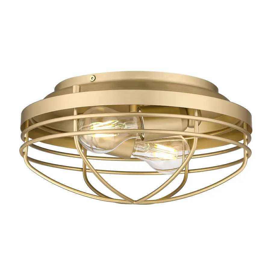Golden Lighting Seaport 2-Light Flush Mount in Brushed Champagne Brass - Image 1