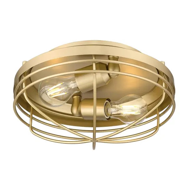 Golden Lighting Seaport 2-Light Flush Mount in Brushed Champagne Brass - Image 3