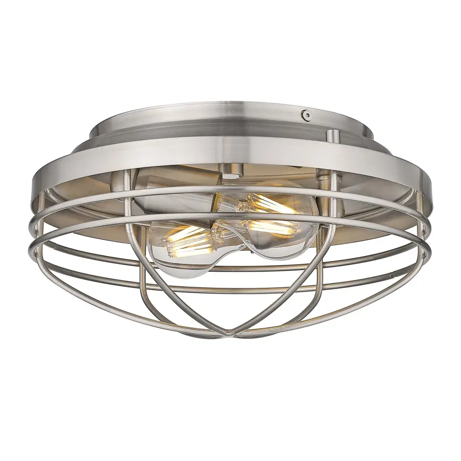 Golden Lighting Seaport 2-Light Flush Mount in Pewter - Image 1