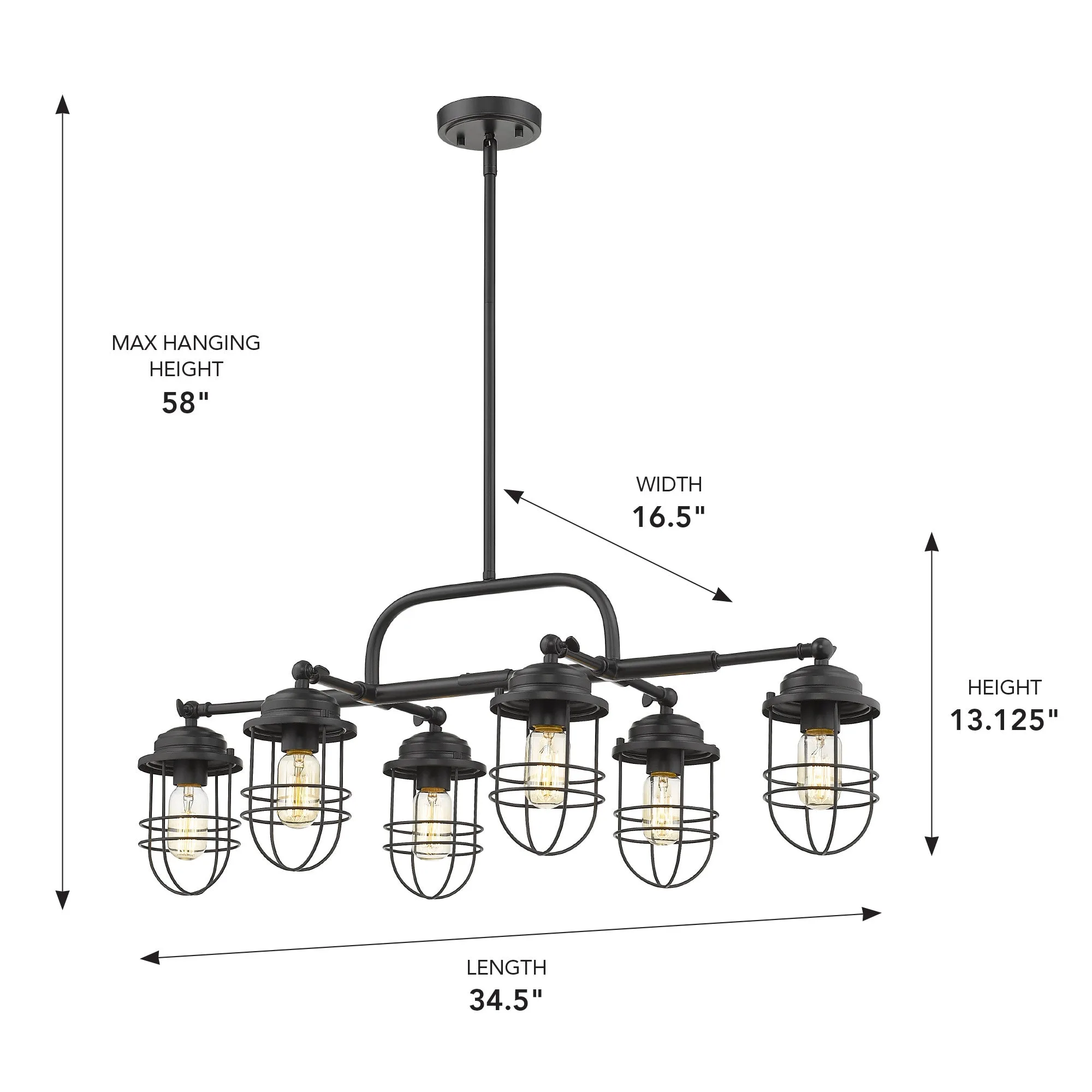 Seaport 6-Light Linear Pendant in Matte Black