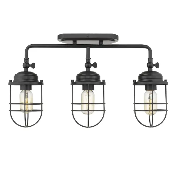 Golden Lighting Seaport 3-Light Semi-Flush Mount in Matte Black - Image 2
