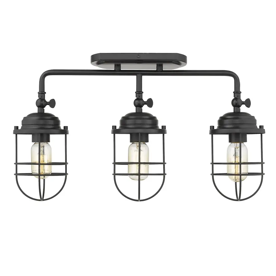 Golden Lighting Seaport 3-Light Semi-Flush Mount in Matte Black - Image 2