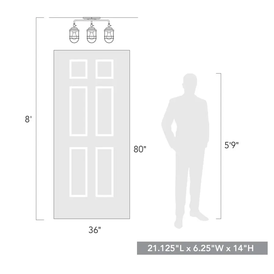 Golden Lighting Seaport 3-Light Semi-Flush Mount in Matte Black - Image 4