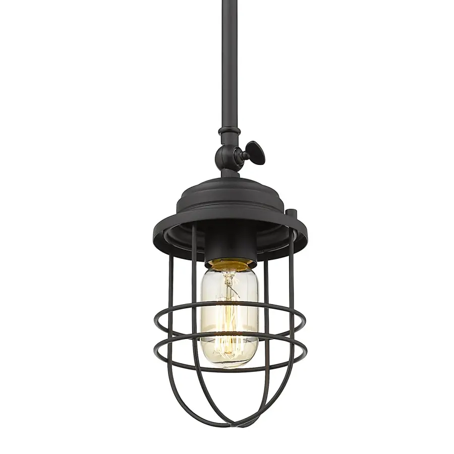 Golden Lighting Seaport 1-Light Pendant in Matte Black - Image 1