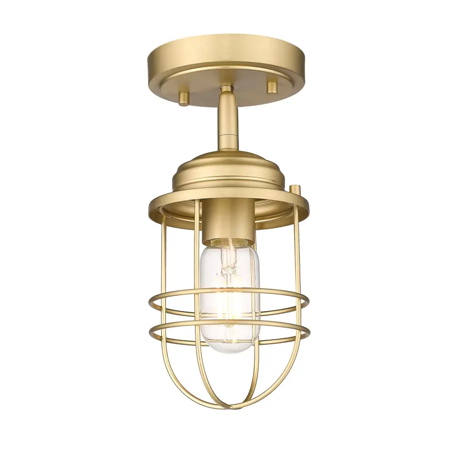 Golden Lighting Seaport 1-Light Semi-Flush Mount in Brushed Champagne Brass - Image 1