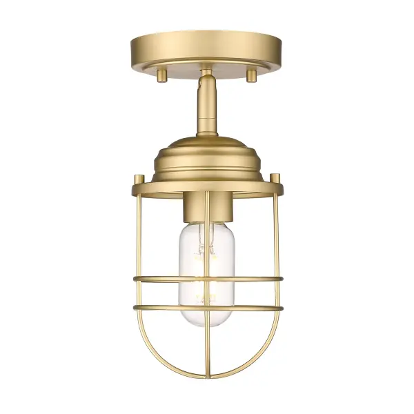Golden Lighting Seaport 1-Light Semi-Flush Mount in Brushed Champagne Brass - Image 2