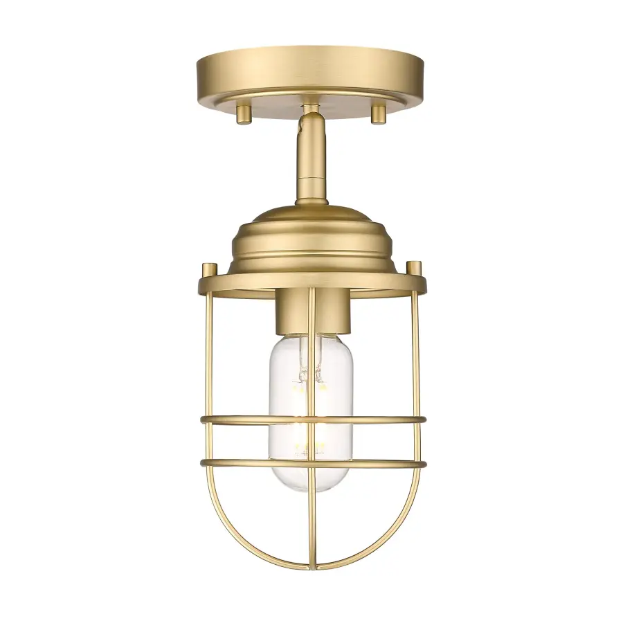 Golden Lighting Seaport 1-Light Semi-Flush Mount in Brushed Champagne Brass - Image 2