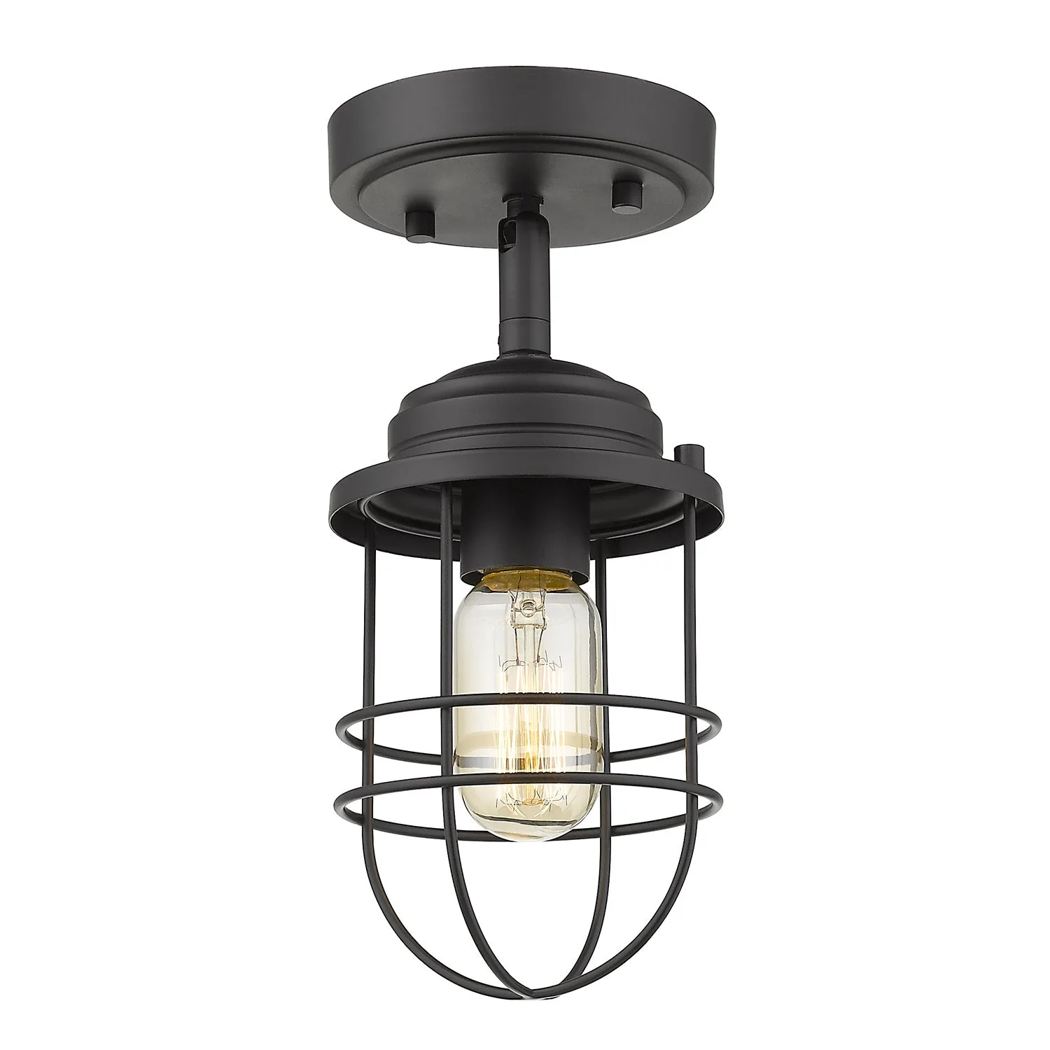 Golden Lighting Seaport 1-Light Semi-Flush Mount in Matte Black
