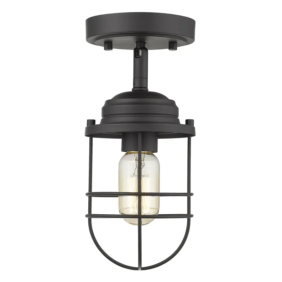 Golden Lighting Seaport 1-Light Semi-Flush Mount in Matte Black - Image 2