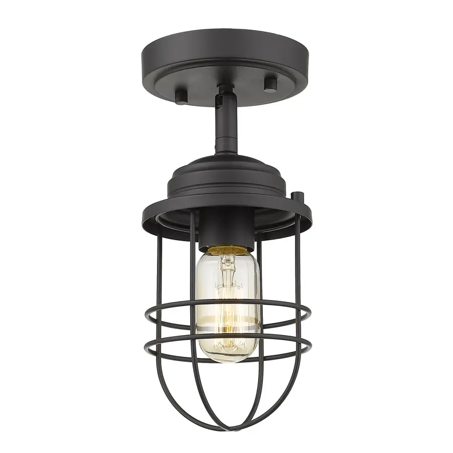 Golden Lighting Seaport 1-Light Semi-Flush Mount in Matte Black - Image 3