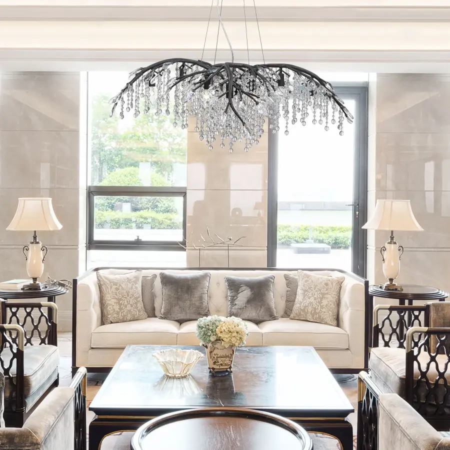 Dramatic Nature-Inspired Crystal Chandelier with Hand-Forged Artistry - Image 2