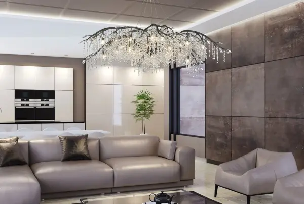 Dramatic Oversized Chandelier with Nature-Inspired Crystal Accents - Image 2