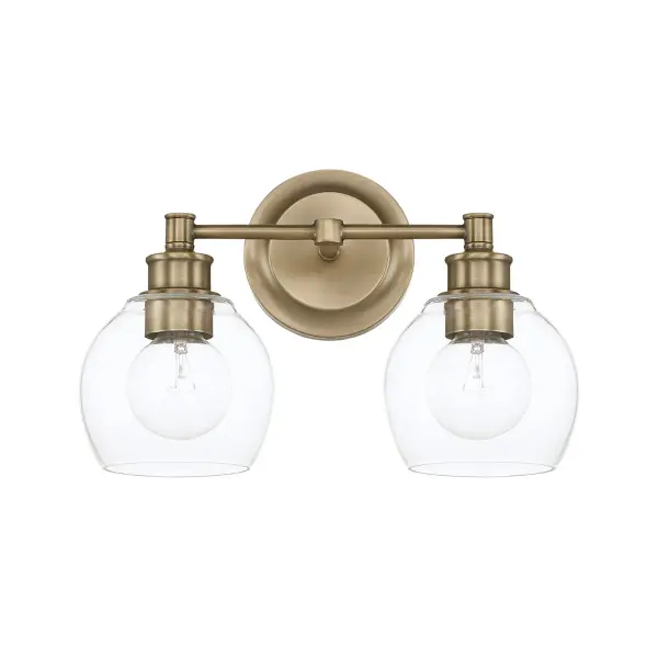 Compact Mid-Century Vanity Light with Warm Brass Finish