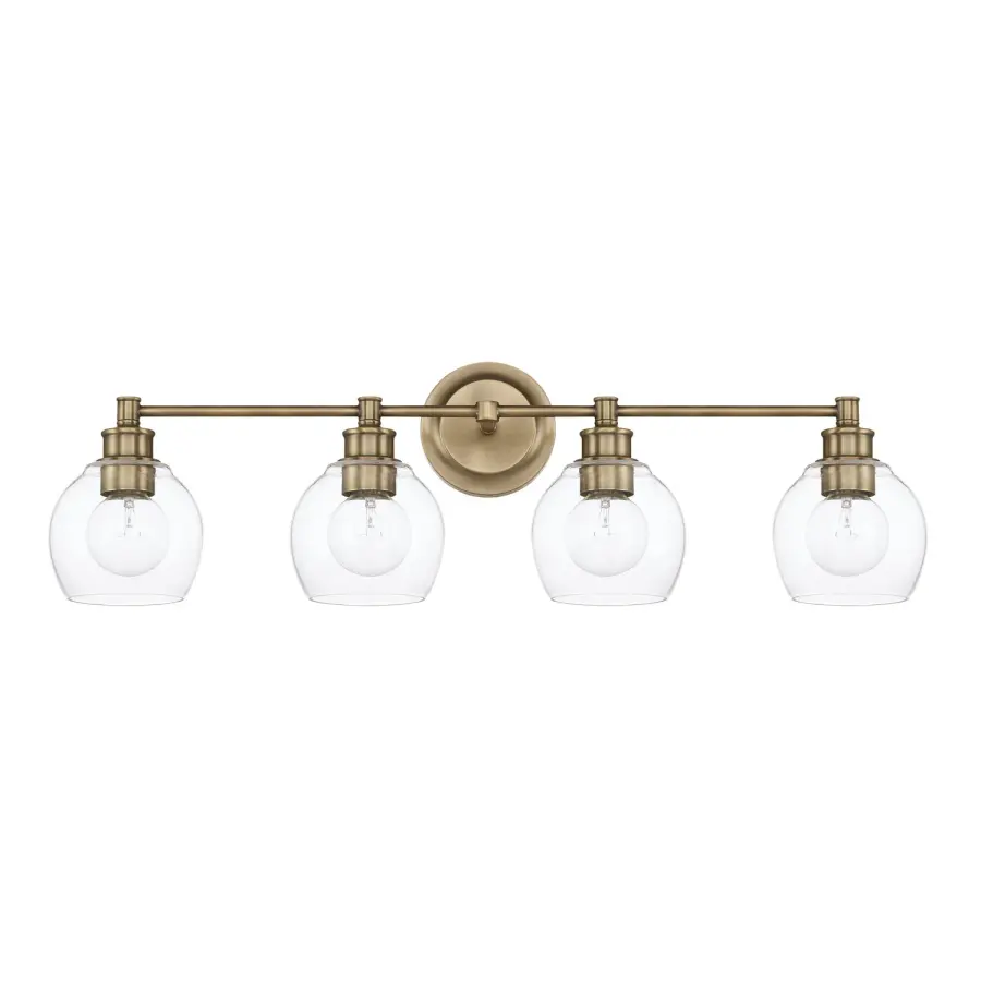 Sophisticated Mid-Century Vanity Light with Warm Brass Finish