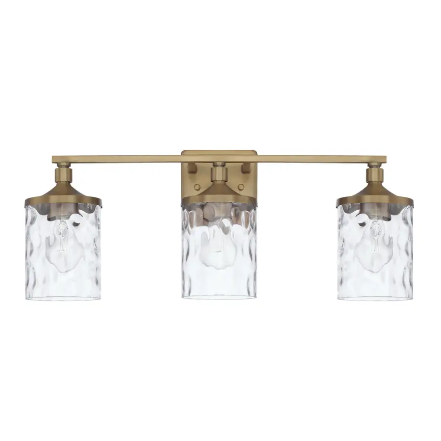 Colton 3-Light Vanity in Aged Brass