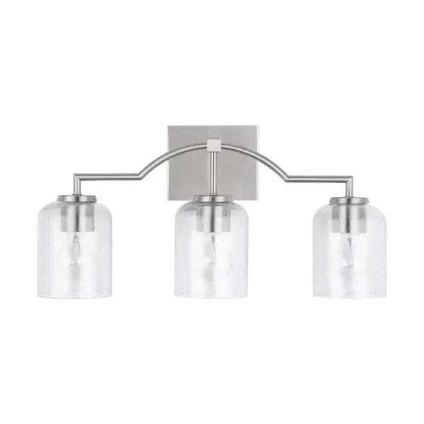 The Carter 3-Light Vanity combines clean lines with a timeless brushed nickel finish, offering excellent illumination for bathroom tasks. Its 22-inch width makes it ideal for standard vanities and powder rooms.