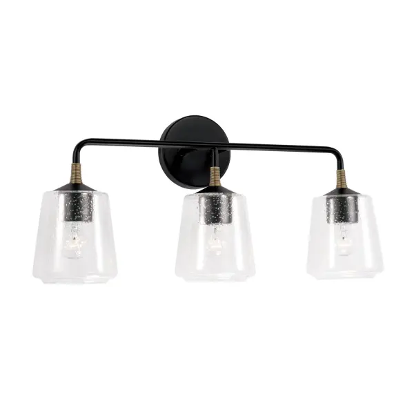 Amara 3-Light Vanity in Matte Black with Brass