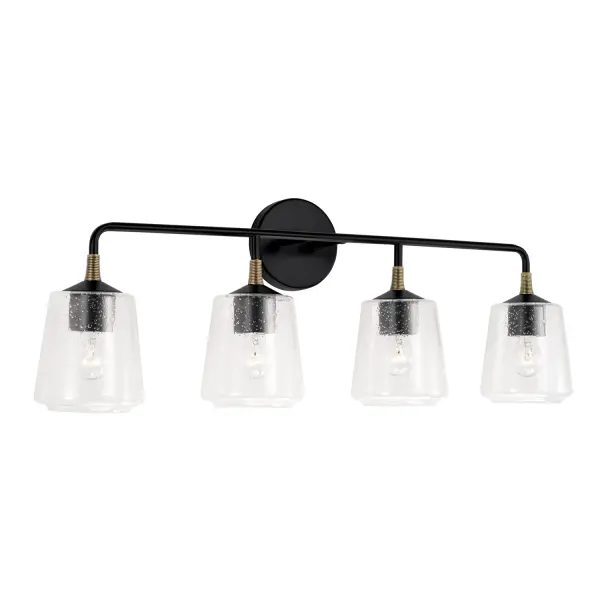 Amara 4-Light Vanity in Matte Black with Brass